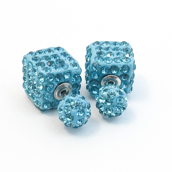 Other - Turquoise Pave Rhinestone Earrings